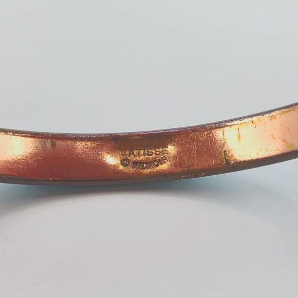 Vintage Matisse Renoir Copper Turquoise Enamel Bangle Bracelet - Picture 6 of 6